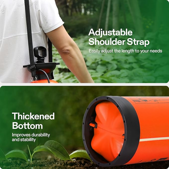 VIVOSUN 1.35-Gallon Pump Pressure Sprayer Pressurized Lawn &amp Garden Water Spray Bottle with Adjustable Shoulder Strap for Spraying Plants Garden Watering and Household Cleaning