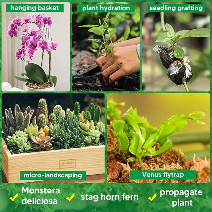 Natural Long Fiber Sphagnum Moss 1196QT for Orchid Potting Mix and Moss Pole for Plants Indoor. Ideal for Propagating Plants Maintaining Humidity for Reptiles Isopods in Paludarium (22 lb)