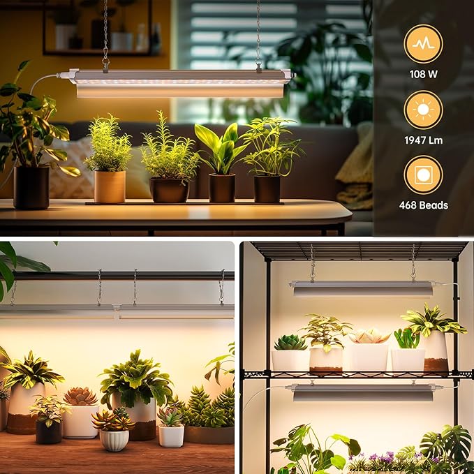 1.4FT Hanging Grow Light f+ 4-Tier Greenhouse 27 L x 19 W x 63 HWhite