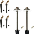 GKOLED 4 Pack Mini Brass Landscape Spotlights (MR8 Bulbs Included) with 2 Pack Brass Landscape Path Lights (G4 Bulbs Included)