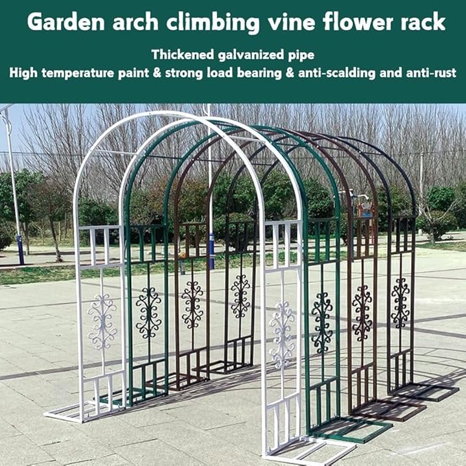 Garden Trellis Arch Archs Trellis For Climbing Plants Outdoor Metal Arbor Archway Arch To Use In The Entrance To Courtyard W:4.6ft 5.9ft 7.2ft 8.5ft 9.8ft 11.2ft 12.5ft H:7.6ft(White3.0x2.30m/9.8x7