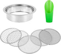 Soil Sifter Soil Sieve Sifter Set Stainless SteelGarden Sieve Set with 5 Interchangeable Mesh 1/3/6/9/12mm with Soil Scoops Gardening Tool Sifting Screen for Dirt Sand Rock Filtration Compost