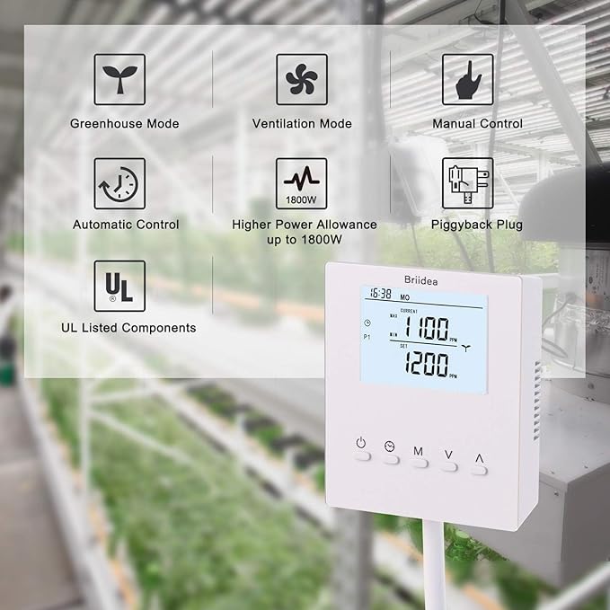 Briidea CO2 Controller and Monitor Day and Night Programmable CO2 Controller with Remote Sensor for Greenhouses
