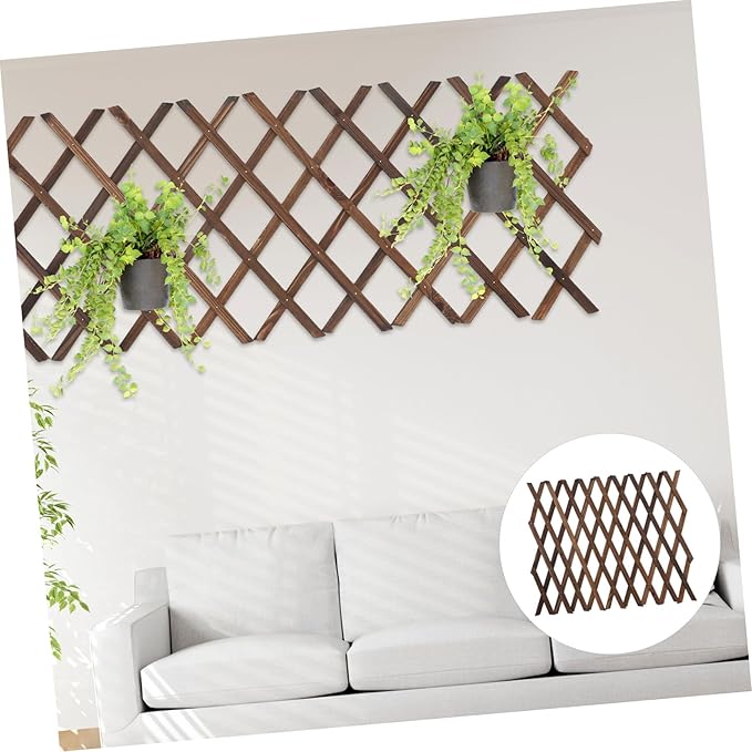 TOYANDONA Expandable Wooden Garden Trellis for Climbing Plants 55x12.3 Natural Cedar Fence Panel Outdoor Privacy Screen for Patio and Balcony Decor