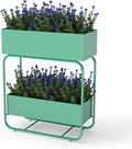 kinbor 2 Tier Elevated Raised Garden Bed Outdoor - Durable Planter Boxes for Vegetables Flowers &amp Herbs (29” Tall Rust-Resistant Steel Green)