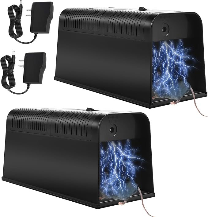 2026 Upgraded Electric Mice Trap Rat Traps Electronic Mouse Traps Zapper High Voltage No-Touch Rodent Zapper Indoor for Home Living Rooms Kitchens Garages Reusable Rat Trap Electric Shock(2Pack)