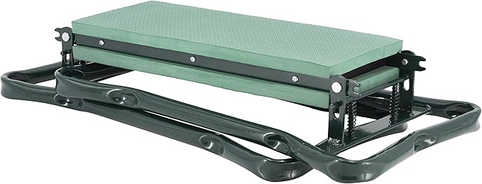 Garden Kneeler and Seat Foldable Stool with Foam Pad Sturdy and Lightweight Bench Green