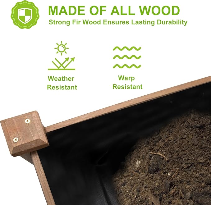 Raised Garden Bed Without Legs 8x2Ft ft Large Elevated Wood Planter Box for Vegetables Flowers Herbs and Succulents（Brown）