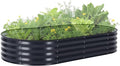 CABIHOME Galvanized Raised Garden Bed Kit with Corrosion-Resistant Steel – Oval Planter Box for Vegetables Flowers &amp Herbs – Durable Reinforced Easy to Assembly – Includes Zippered PVC Cover G