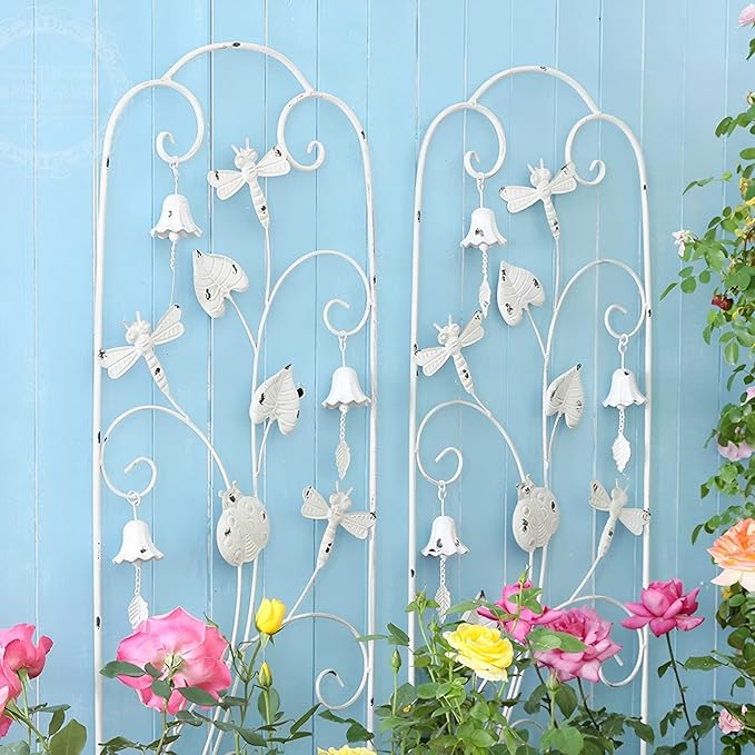 1Pc White Garden Trellis Metal Plant Support Freestanding Garden Support for Climbing Plants Flowers Ivy Roses Clematis