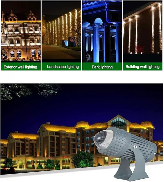 Rotation Spot Lights - 10W LED Wall Washer Narrow Beam Spotlight Long Range LED Floodlights IP65 Waterproof Outdoor Architectural Landscape Lighting Beam Spotlight(Warm White)
