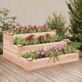 Garden Raised Bed Natural Solid Fir Wood Planter Box 47.2x47.2x22.0 inch Square Outdoor Planter for Vegetables Flowers Herbs
