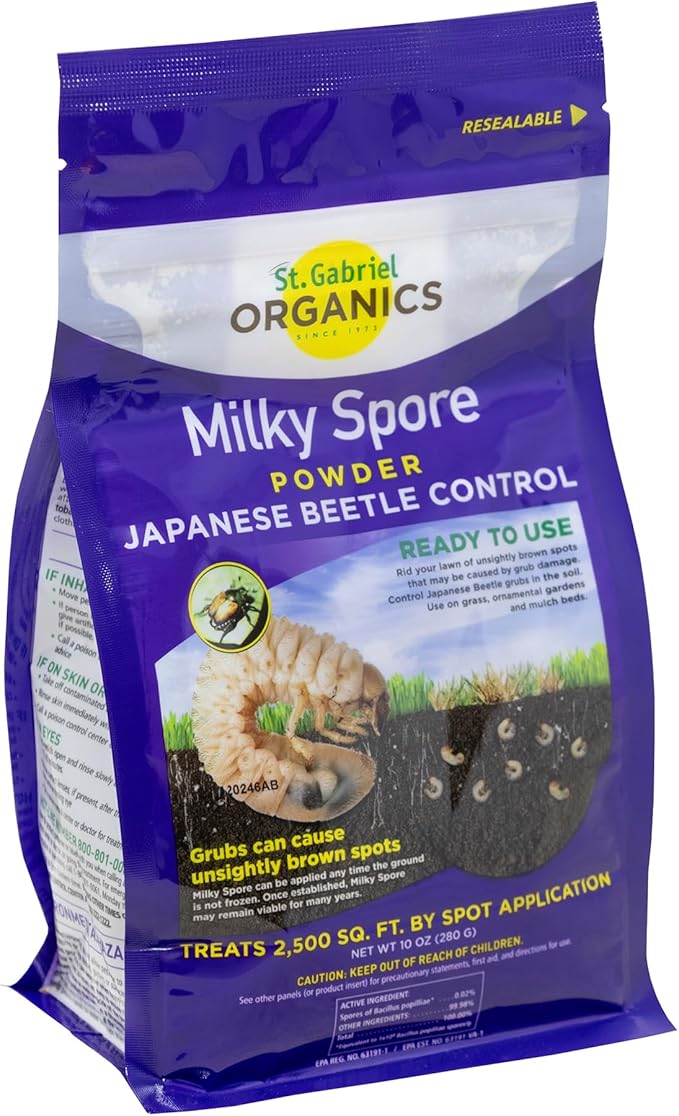 St. Gabriel Organics Milky Spore Powder 10oz – Japanese Beetle Grub Killer for Lawns