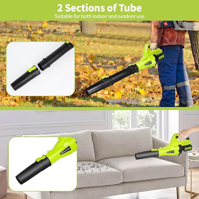 Leaf Blower Cordless 500 CFM Electric Leaf Blower with 2 Batteries and Charger 7 Speed Mode 4.0Ah Lightweight Battery Powered Cordless Leaf Blowers for Lawn Patio Driveway