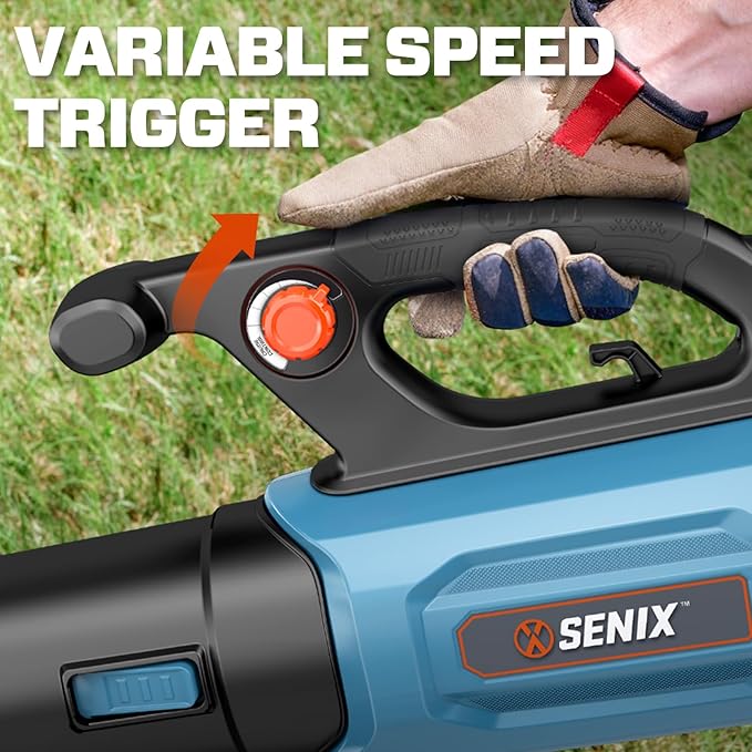 SENIX 12 AMP Handheld Electric Leaf Blower Up to 700 CFM and 110 MPH Variable Speed Lightweight 120v (BLAE12-M)
