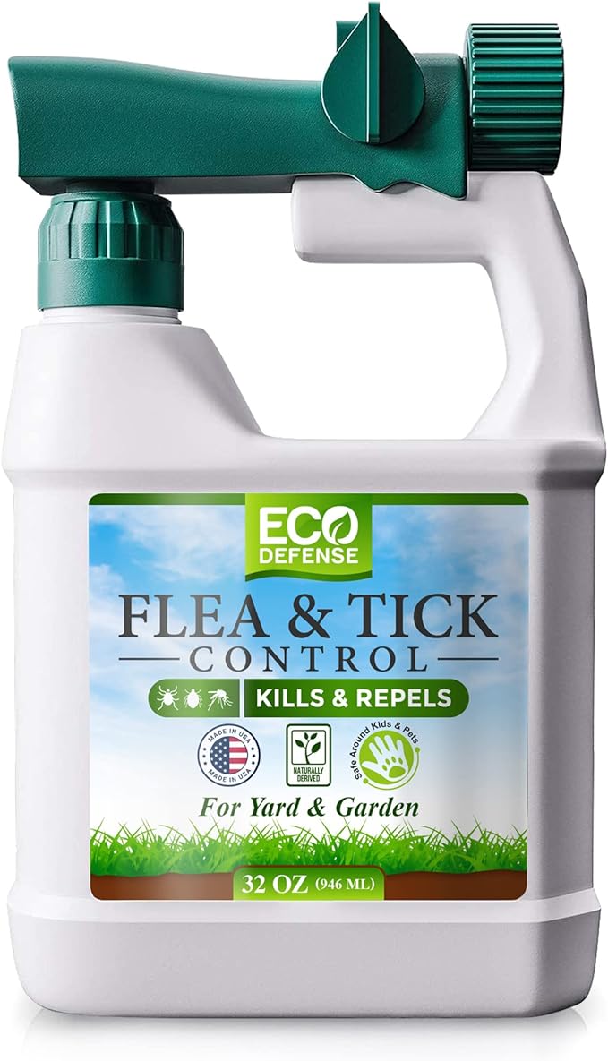 Eco Defense Flea Tick and Mosquito Spray for Yard and Perimeter - Safe Around Kids Pets Plants - Outdoor Barrier Control &amp Repellent - Ready-to-Spray Covers Up to 5000 sq ft