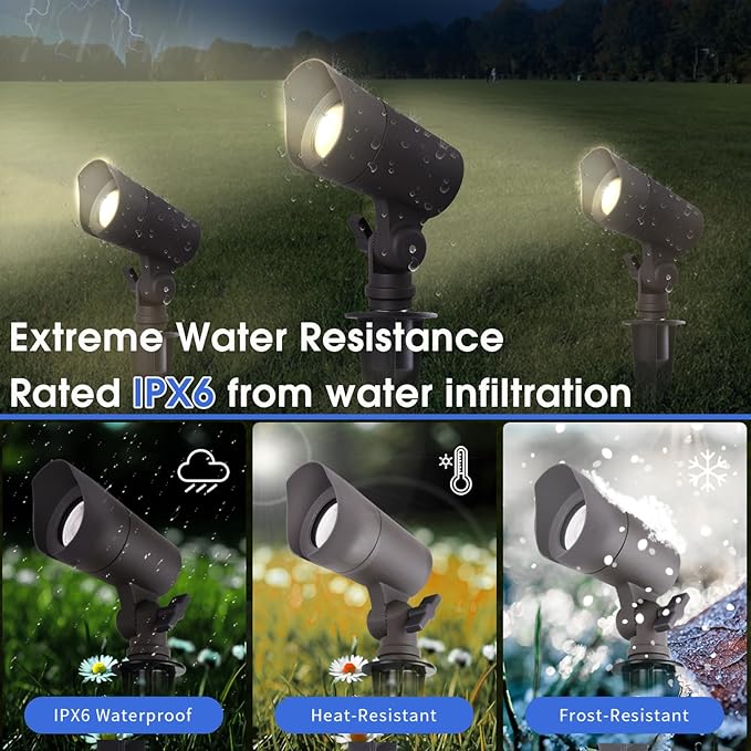 LED Landscape Lights with Connectors 12V Low Voltage Warm White 3000k 4W 175LM Outdoor Waterproof Garden Pathway Lights Wall Tree Flag Spotlights with Spike Stand 6 Pack