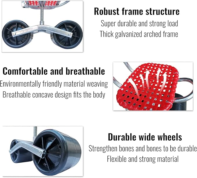 Collapsible Rolling Seat for Gardening 360° Rotating Garden Chair Height Adjustable with Umbrella Stand Planting Picking Stool for Gardening Lovers (Seat + Umbrella Stand)