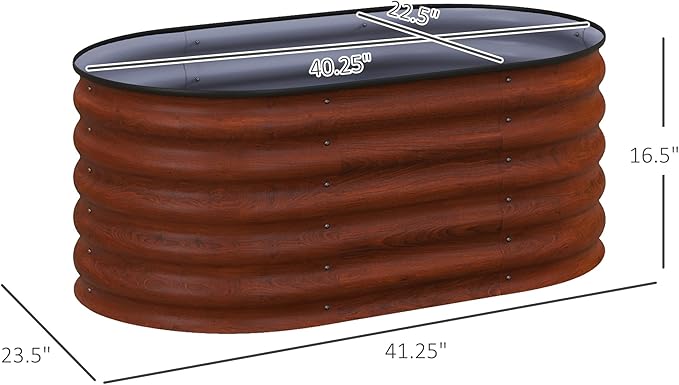 3.5' x 2' x 1.4' Galvanized Raised Garden Bed Kit Outdoor Metal Elevated Planter Box with Safety Edging Easy DIY Stock Tank for Growing Flowers Herbs Vegetables Brown