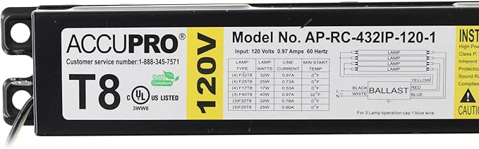 AP-RC-432IP-120-1 Electronic Fluorescent Ballast 4 Lamp T8 32W 120V