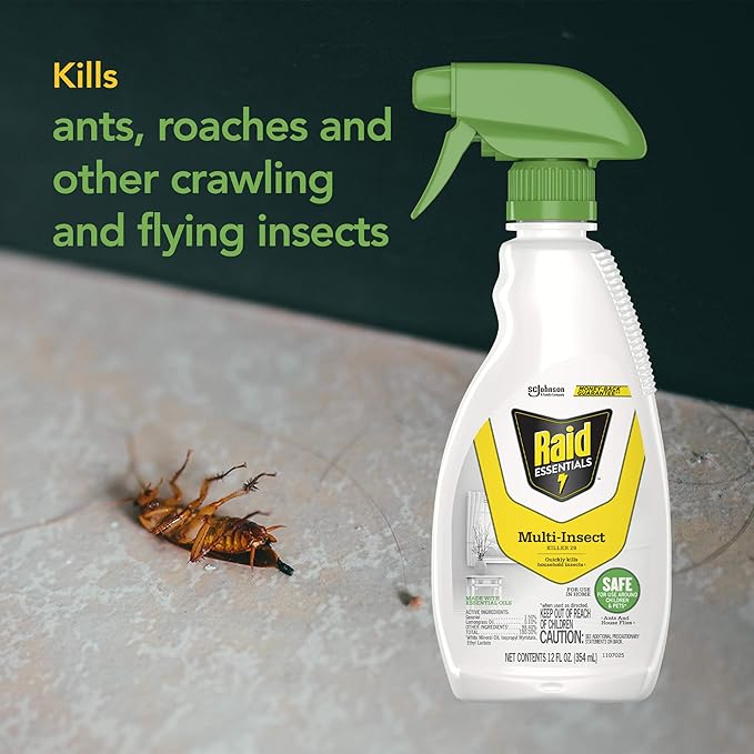Raid Essentials Multi-Insect Killer Spray Bottle Child &amp Pet Safe for Indoor Use 12 oz (Pack of 3)