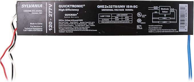 SYLVANIA QHE2X32T8/UNV ISH-SC Fluorescent Ballast FO32T8 2 Lamp 32W T8 120/277V