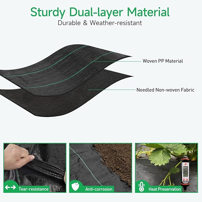 Multi Functional Weed Barrier Landscape Fabric Easy-to-use Grass Cover Outdoor Weed Mat Garden Lawn Fabriccan Remove Weeds can be Used Multiple Times (4FT*100FT)