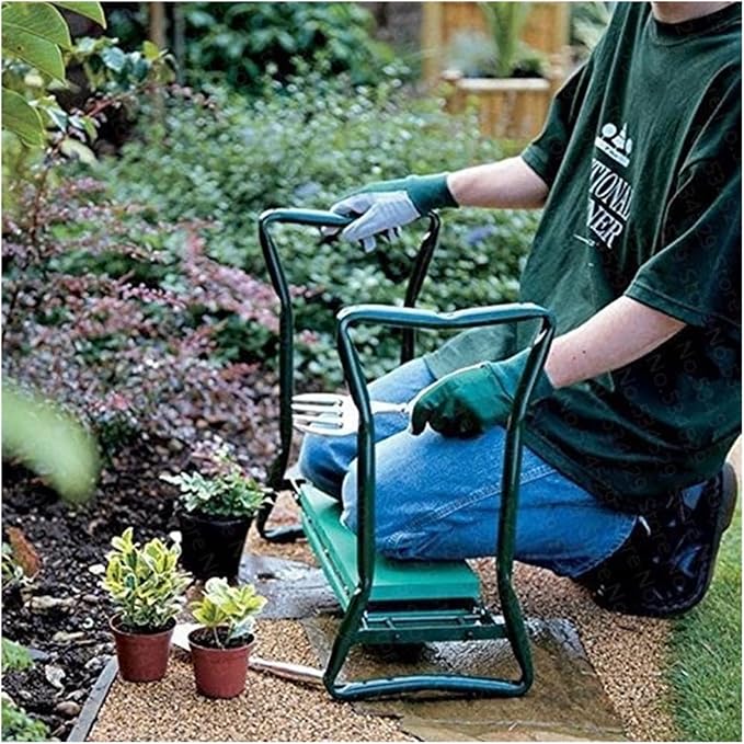 Portable Gardening Tool -Garden Kneeler with Handles Folding Stainless Steel Garden Stool Chair with Kneeling Pad (Color : B)