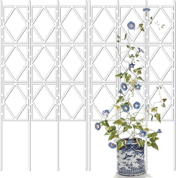 Outdoor Garden Trellis for Climbing Plants - White Foldable Rose &amp Vine Support for Walls Fences and Patios - Suitable for Roses Ivy and More(W60xH150CM(2.0x4.9FT))