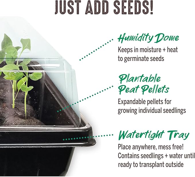 Ferry Morse Your Complete Indoor Seed Starting Kit Including Heat Mat T5 Grow Light Fixture with 50 Cell 42mm Greenhouse
