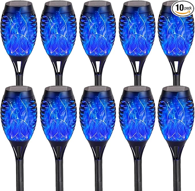 Solar Torch Flame Lights with Flickering Blue Flame Waterproof Outdoor Landscape Decoration Lighting for Garden Lawn Yard Solar Powered (10)