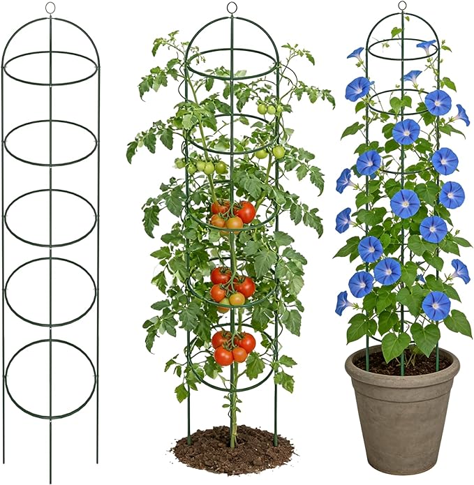Garden Obelisk Trellis for Climbing Plants 5.7/4.5FT Heavy Duty Metal &amp Rustproof Plant Climbing Support for Garden Indoor Outdoor Potted Plant Flowers Fruits Vegetable Vines (5.7FT / 2Pack)