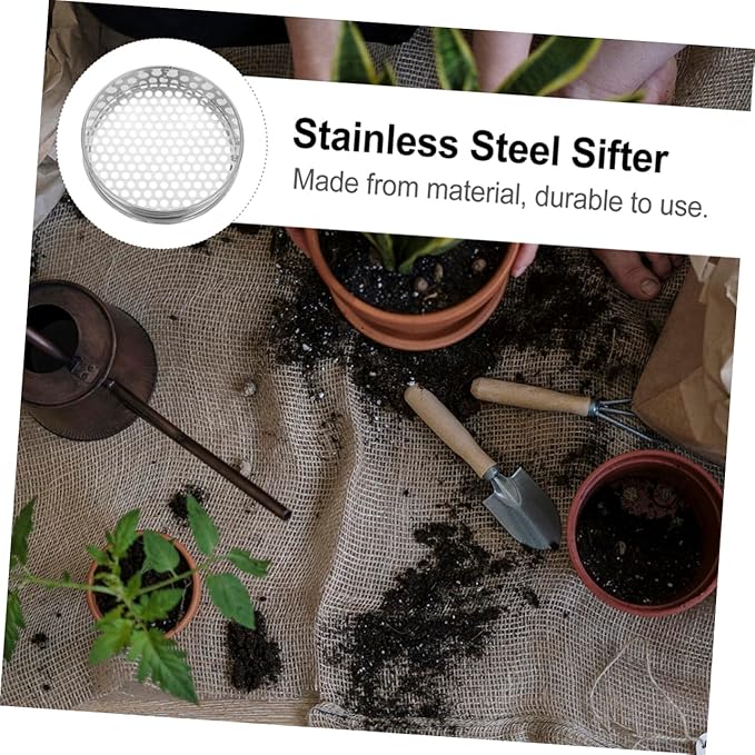 Manual Soil Sieve Uniform Mesh 2pcs Stainless Steel Sieves for Gardening Easy to Clean
