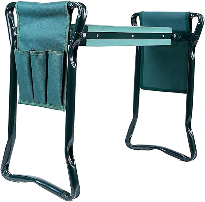 Gardening Kneelers Folding 2 in 1 Gardening Kneeler Seat Garden Bench Lightweight Stools with 2 Tool Pouches Lightweight Garden Kneeler with Thicken and Widen Soft Kneeling Pad