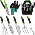 8 PCS Gardening Tool Set Solid Stainless Steel Gardening Tools Convenient Gardening Hand Tools Kit with Bag and Glove Anti-Slip Garden Tool Set for Outdoor Garden