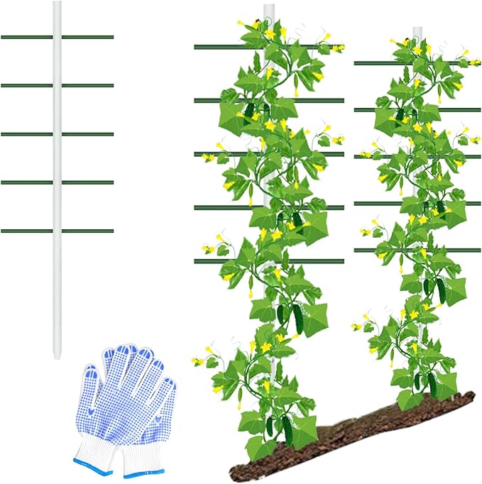 Agfabric 4ft Garden Trellis for Climbing Plants Outdoor U Tower Trellis with 5 Arms(Each 1.64fft) Fiberglass Rust Proof Semicircular Cross-Section (4ft*1.64ft1pack)