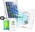 Solar Powered Fan with Battery and Adjustable Thermostat 6“ Solar Fan for Chicken Coop with 12W Bifacial Solar Panel Outdoor Greenhouse Exhaust Fan with Anti-backflow Valve