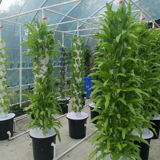 Tower Garden Growing System Hydroponics Tower Growing System Kit Soilless Cultivation Hydroponic Growing Kits for Indoor/Outdoor Herbs(White125cm/50)