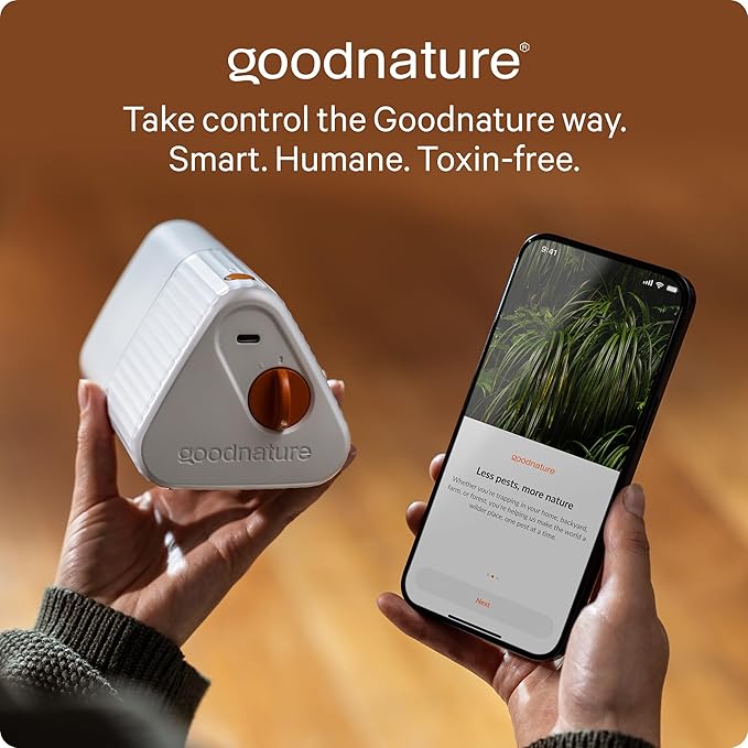 Goodnature Mouse Trap Self-Resetting Rechargeable Toxin-Free Pet &amp Kid Safe Indoor Use Bluetooth Connected App Compatible Ideal for Home Kitchen &amp Food Areas
