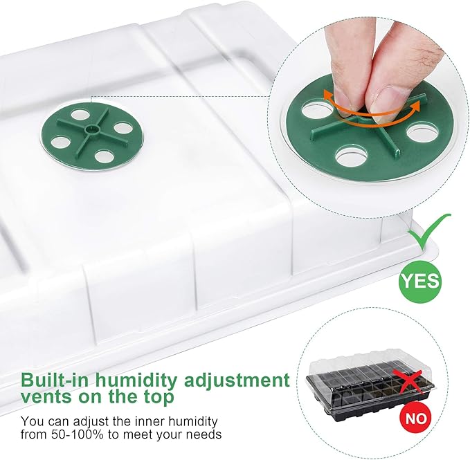 MIXC Seedling Trays Seed Starter Tray 10-Pack Mini Propagator Plant Grow Kit Greenhouse with Humidity Vented Domes and Base for Seeds' Starting (40 Cells Per Tray Total 400 Cells) Green
