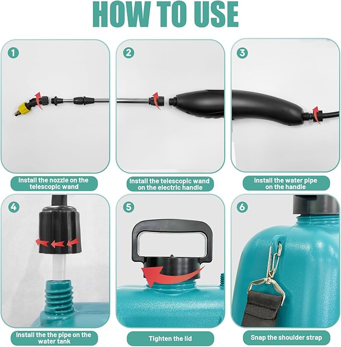 New Upgrade Battery Powered Garden Sprayer with 3 Mist Nozzles 1.35 Gal Lawn Water Sprayer with USB Rechargeable Handle and Telescopic WandPortable Electric Sprayer with Shoulder Strap for Gardening