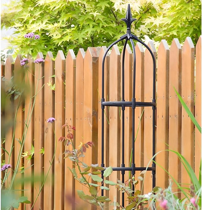 1-Pack Garden Trellis Garden Tower Potted Plant Support Plant Cage Rose Obelisk Garden Decoration Stand Black/White (Color : White Size : 130x25.4cm)