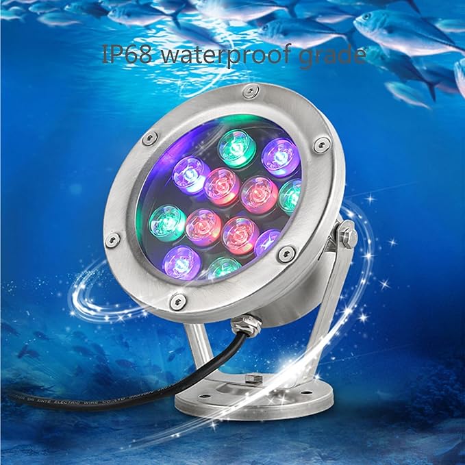 IP68 Waterproof Submersible Spotlights - Low Voltage AC12/24V LED Fountain Lights for Outdoor Garden &amp Pool Landscape Lighting