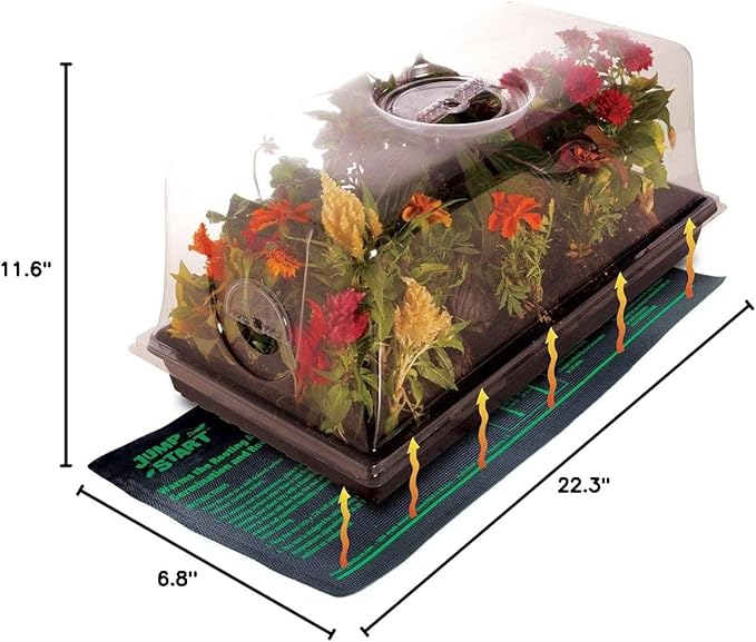 Jump Start CK64060 120V 17W Germination Hot House with Heat Mat Watertight Tray Cell Insert and 7 Humidity Dome