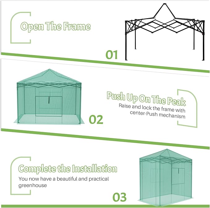 Greesum 6x4 FT Portable Small Greenhouse with PE Cover Zippered Door and 2 Roll-up Windows Easy Assemble(Green)