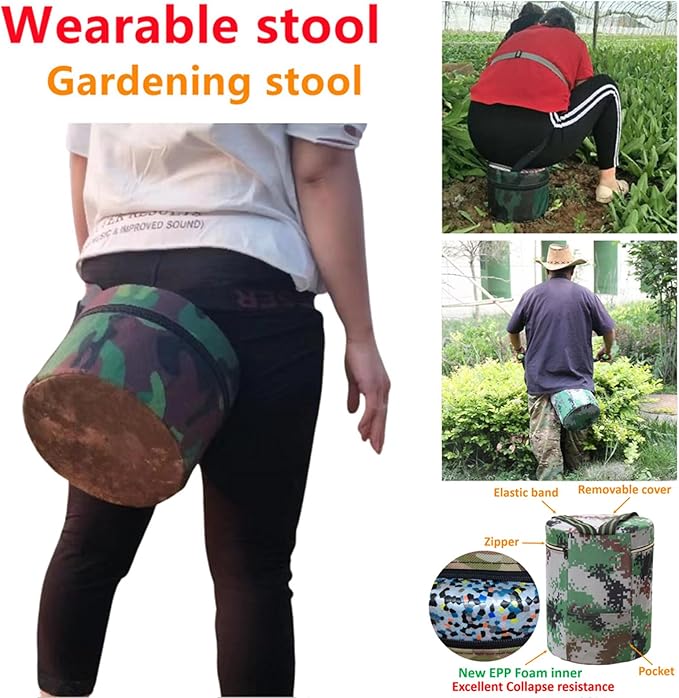 Wearable Portable Garden Stool Bench Chair Seat Work Tool Set Accessories Decor Gardening Supplies Tools Gifts for Seniors Women Mom Lightweight New EPP Foam Material (9.8)