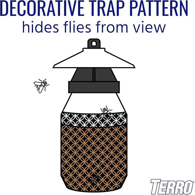 Plexon Fly Trap Bundle Compatible with TERRO Fly Magnet Reusable Fly Trap Includes Fly Bait and 9.5 Heavy Duty Hanging Chain (2 Traps)