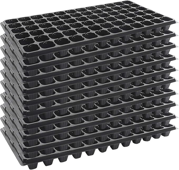 72 Cells Seedling Trays 5 Pack Gardening Germination Plastic Tray with Drain Holes Plant Grow Plug Trays for Plant Seedlings Propagation(10pcs)