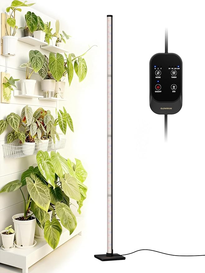 GLOWRIUM Grow Lights for Indoor Plants 36W Vertical Plant Grow Lights with Auto-Timer Full Spectrum LED Standing Plant Grow Light 3 Light Modes 6-Level Dimmable (60in)