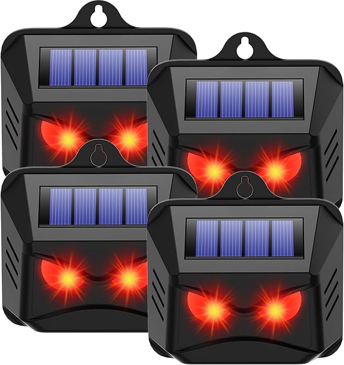 4 Pack Solar Nocturnal Animal Repeller Outdoor Predator Eyes Coyote Deterrent for Skunk Deer Fox Raccoon Nighttime Predator Lights for Chicken Coop Yard Garden &amp Farm Protection